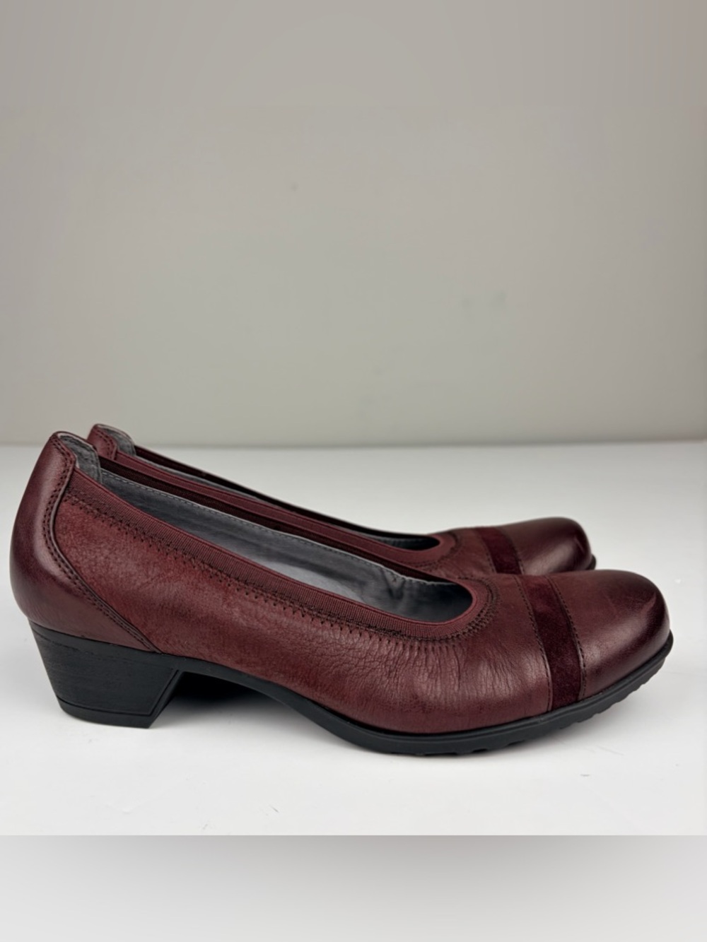 Abeo‎ BIOSYSTEM Leather Heels Burgundy Comfort Low Heel Womens 7.5